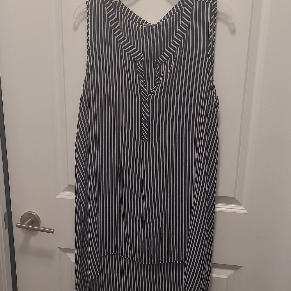 Spense Black and White Striped Blouse